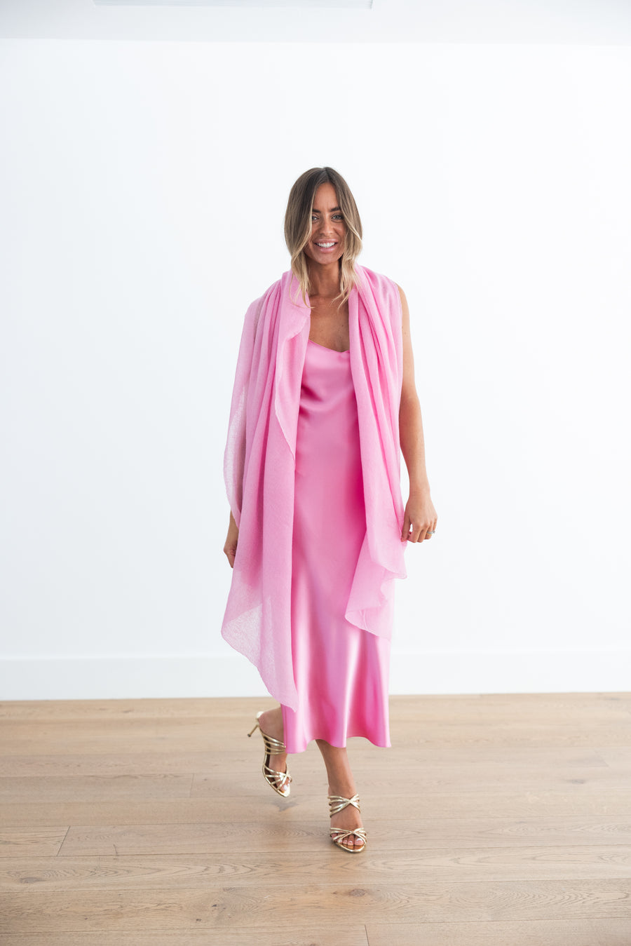 SABLYN TAYLOR V-NECK BIAS DRESS - DAHLIA PINK