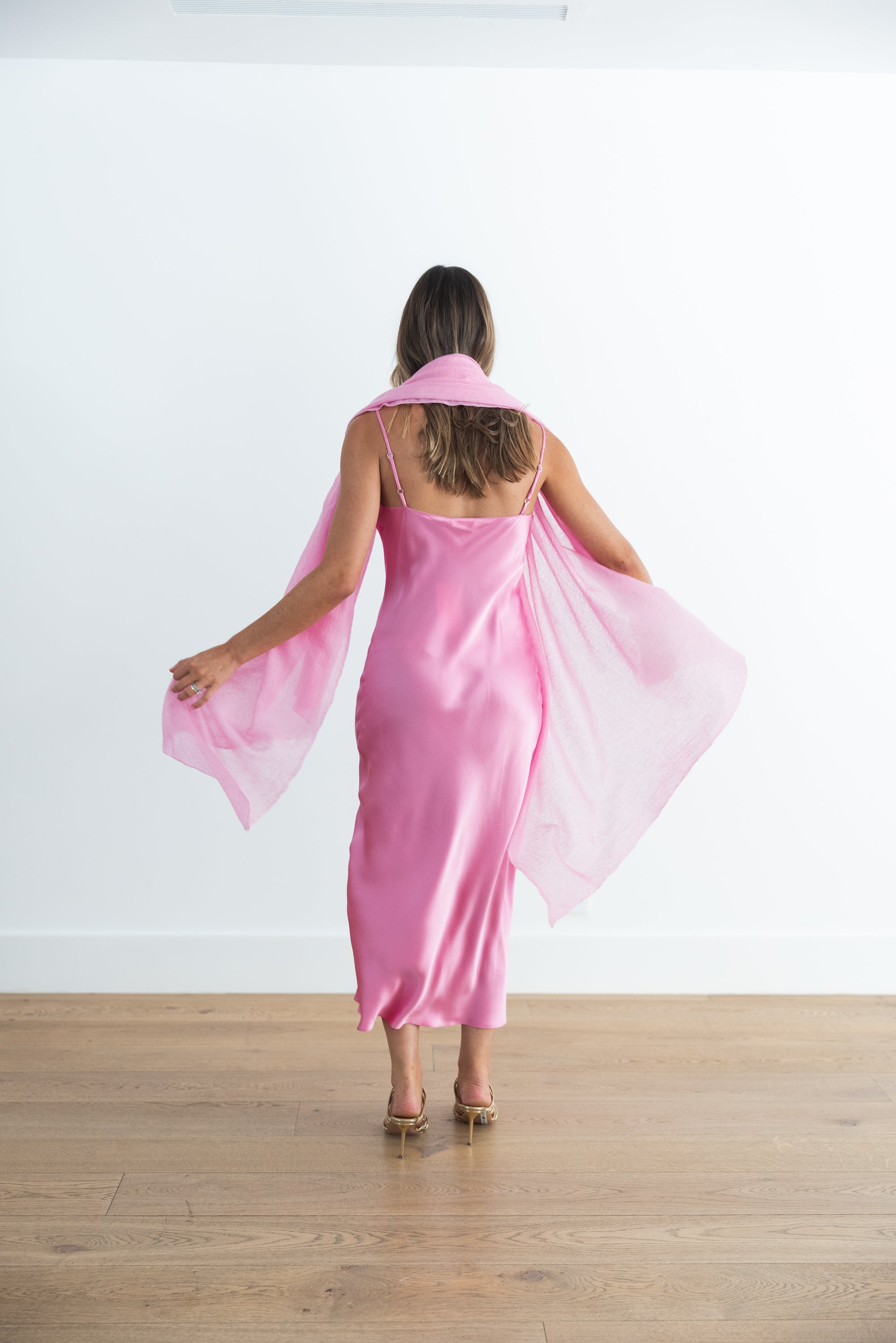 SABLYN TAYLOR V-NECK BIAS DRESS - DAHLIA PINK