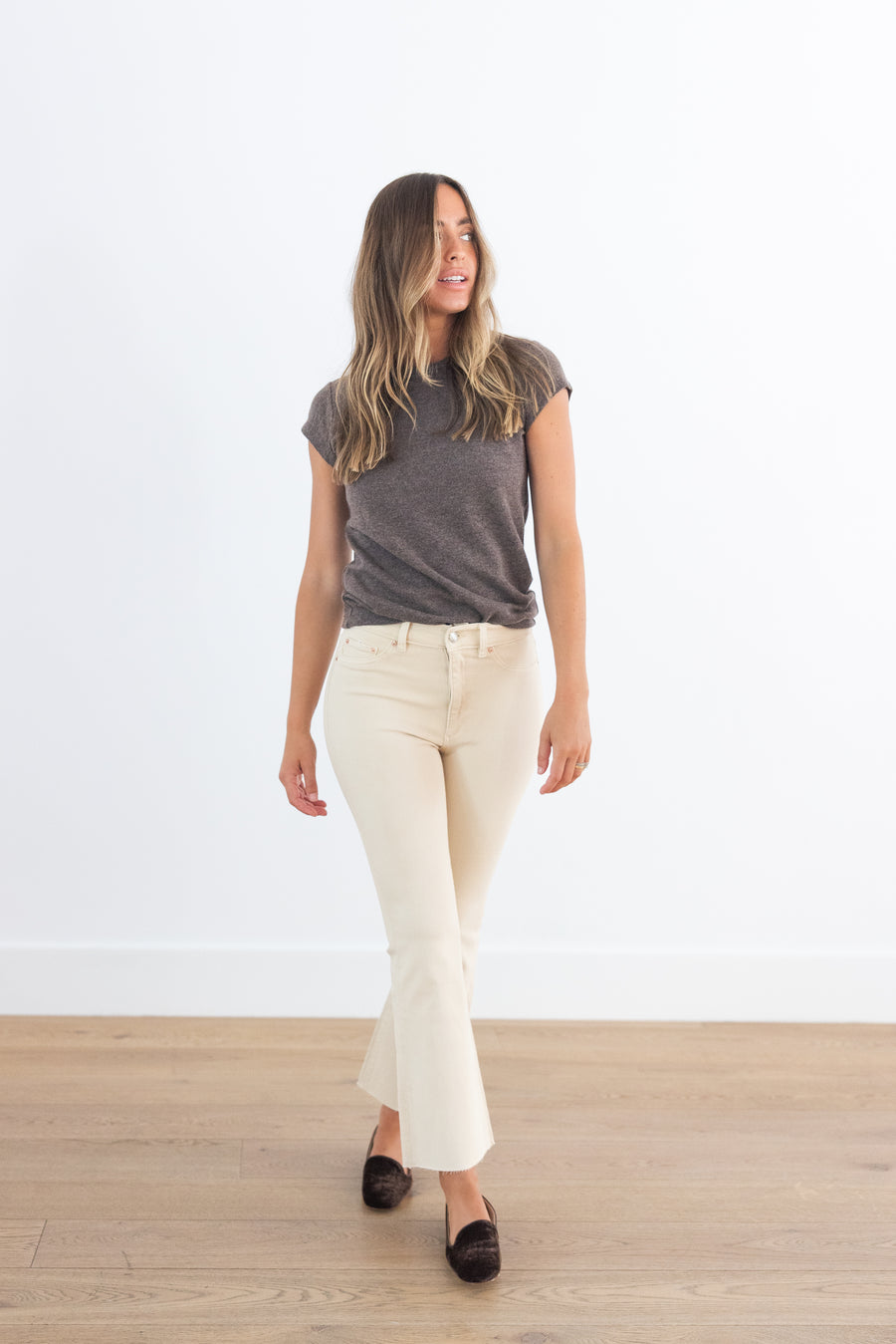 DF CASHMERE INA TEE - TRUFFLE MELANGE