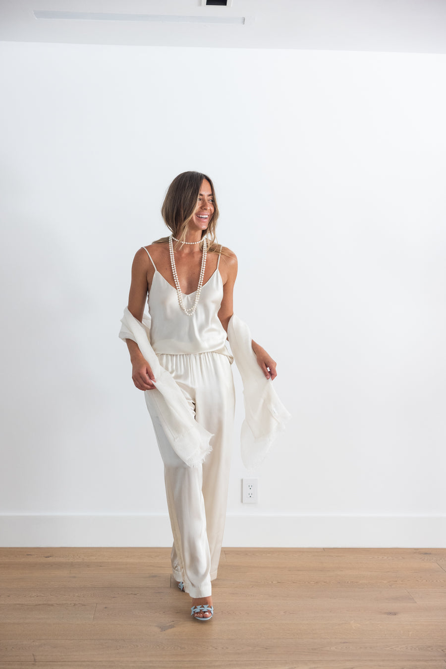 SABLYN GLORIA V-NECK BIAS CUT CAMI - GARDENIA