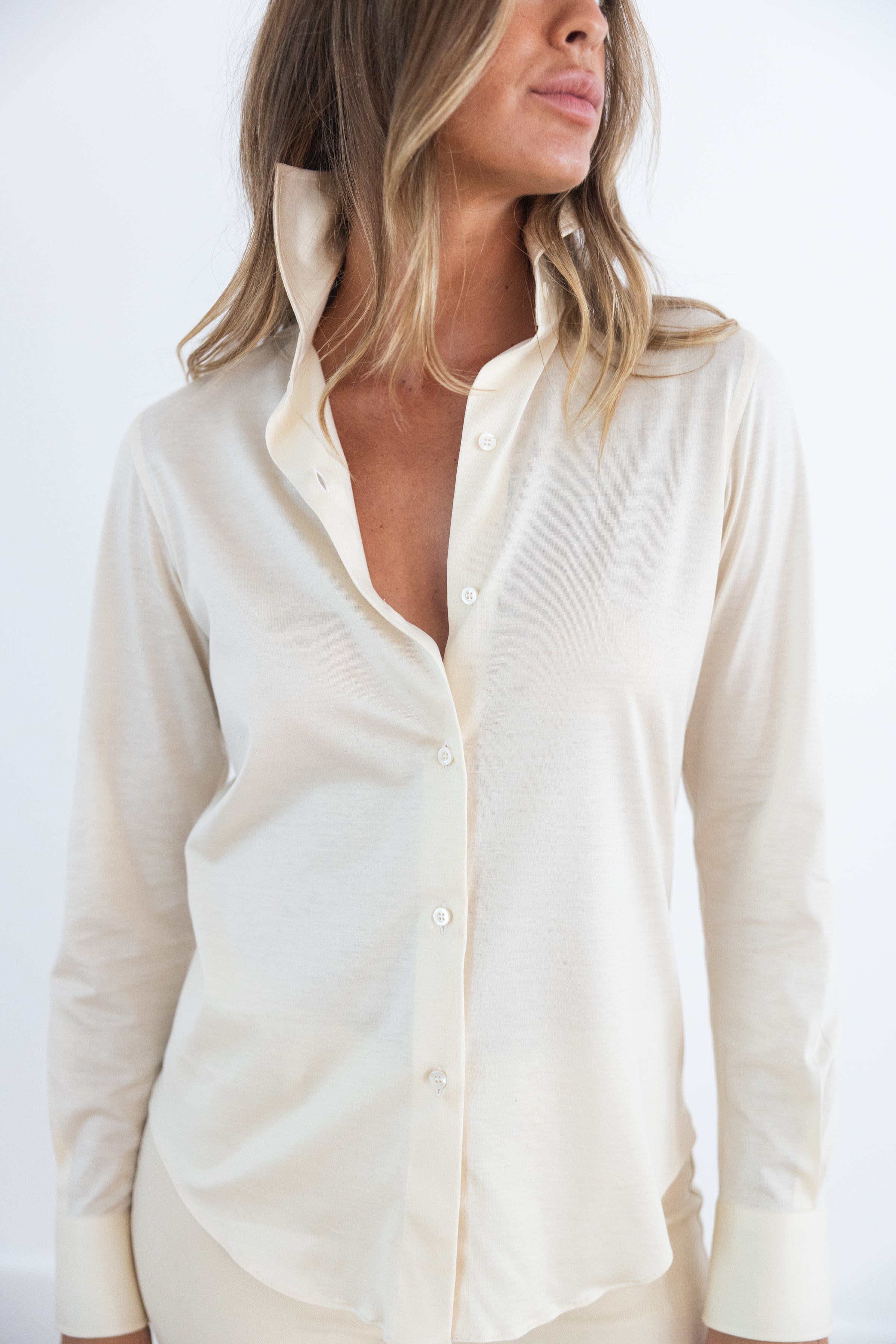 DF ITALIAN MADE COTTON JERSEY SHIRT - IVORY