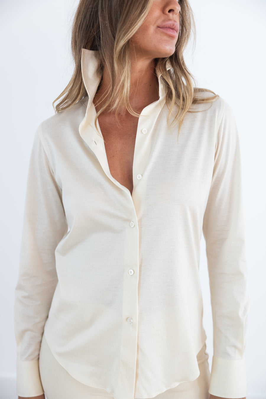 DF ITALIAN MADE COTTON JERSEY SHIRT - IVORY