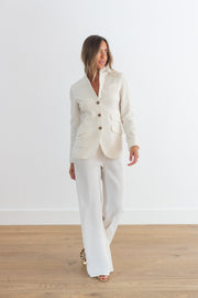 DF CASHMERE WOVEN BIRDSEYE RIDING JACKET - WHITE