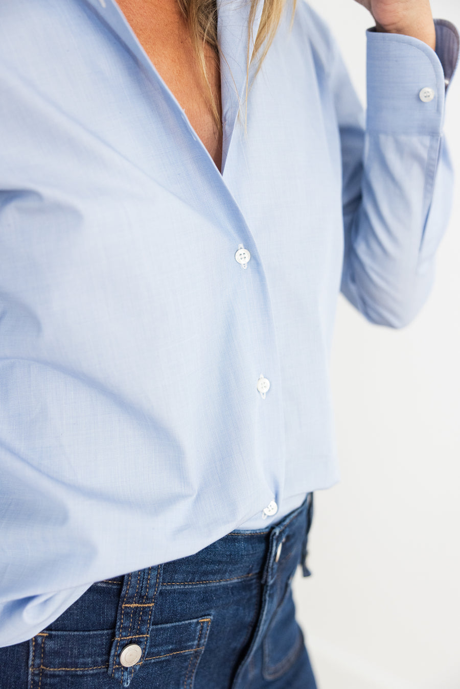 DF ITALIAN MADE COTTON SHIRT - MEDIUM BLUE