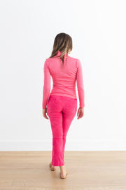 SPRWMN CROP FLARE SUEDE - HOT PINK