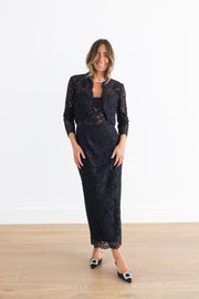 MONIQUE LHUILLIER STRAPLESS MIDI COCKTAIL DRESS - NOIR