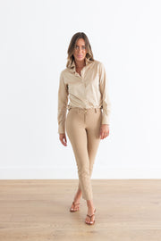 DF ITALIAN MADE COTTON JERSEY SHIRT - CAMEL