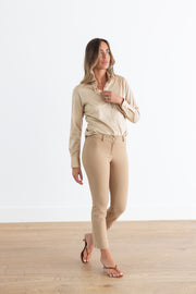 DF ITALIAN MADE COTTON JERSEY SHIRT - CAMEL