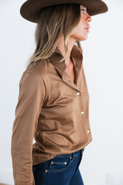 DF ITALIAN MADE COTTON JERSEY SHIRT - TOBACCO