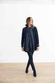 BRUNELLO CUCINELLI CASHMERE AND SILK DIAMOND YARN SCARF- NAVY