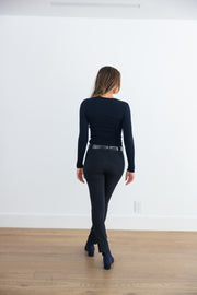 SABLYN QUINCY LS FITTED CREWNECK TEE - MIDNIGHT NAVY
