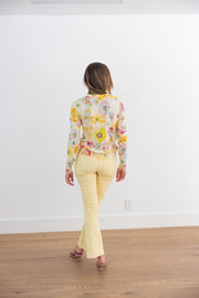 LEONARD PARIS ORLANDO COTTON SILK CARDIGAN - ECRU FLORAL
