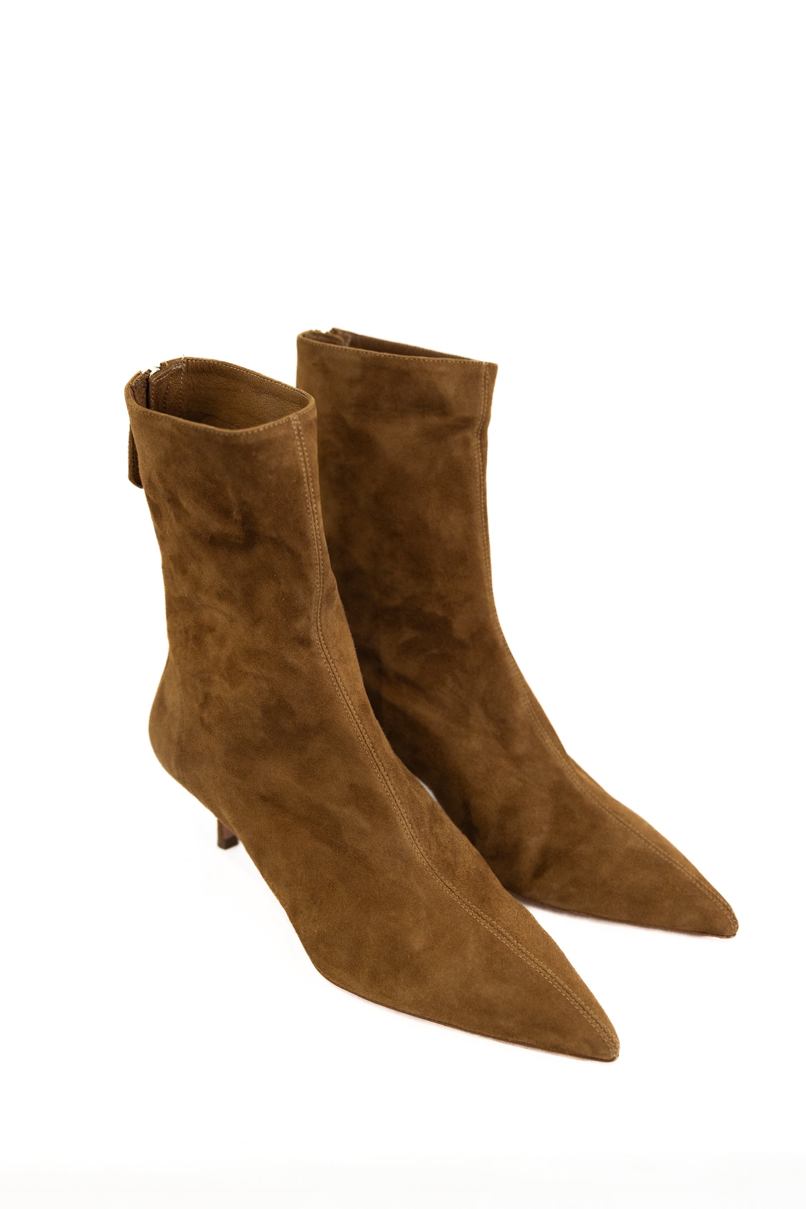 AQUAZZURA MONTMARTRE SUEDE BOOTIE - CHESTNUT