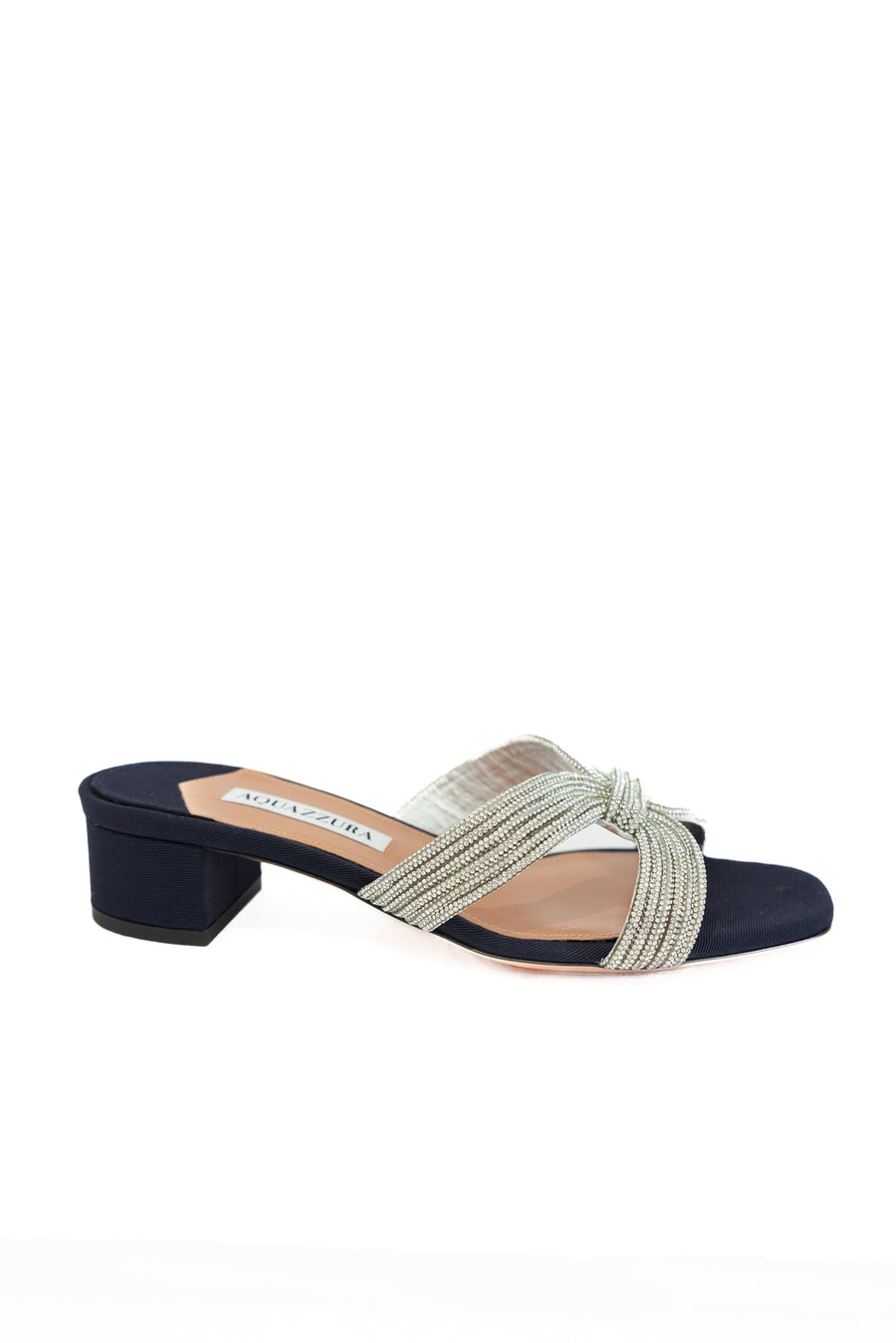 AQUAZZURA CRYSTAL MUSE SANDAL 35 - MARINE BLUE
