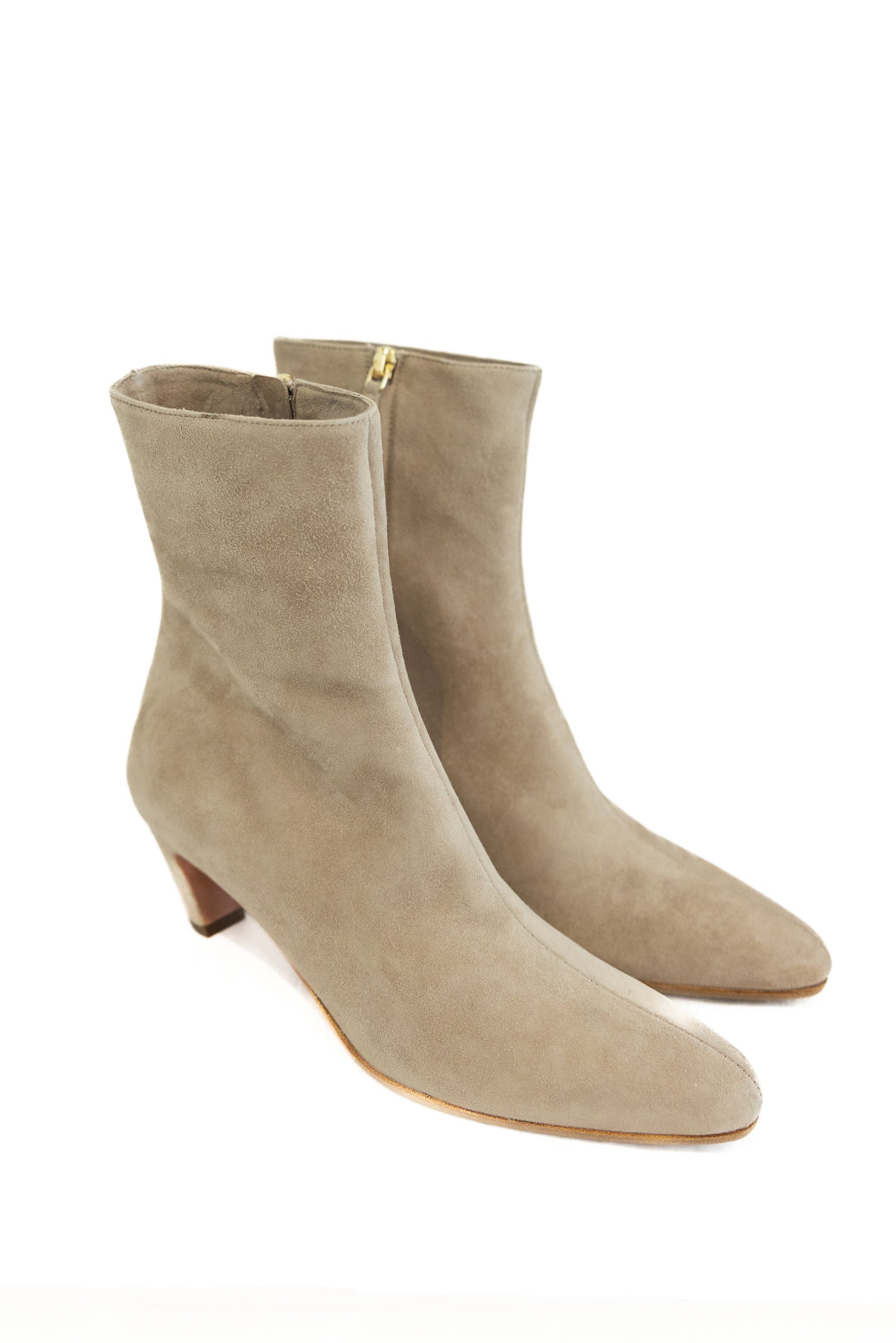 AQUAZZURA SLOAN 50 SUEDE BOOTS - STONE