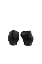 MANOLO BLAHNIK HANGISILAFLAT ORGANZA JEWEL BUCKLE- BLACK