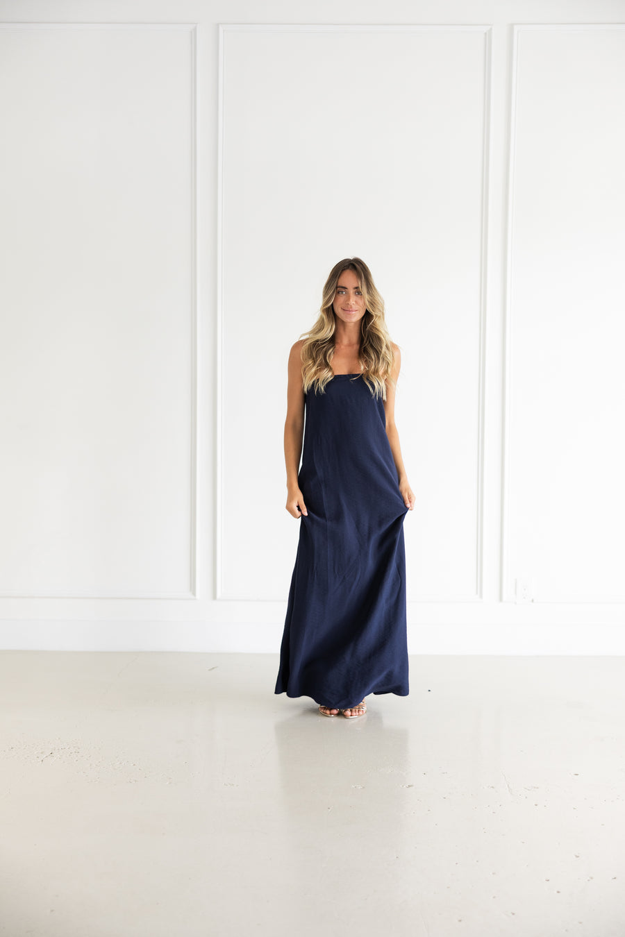 midnight blue maxi dress Beauut Cassie v-neck maxi dress in midnight blue