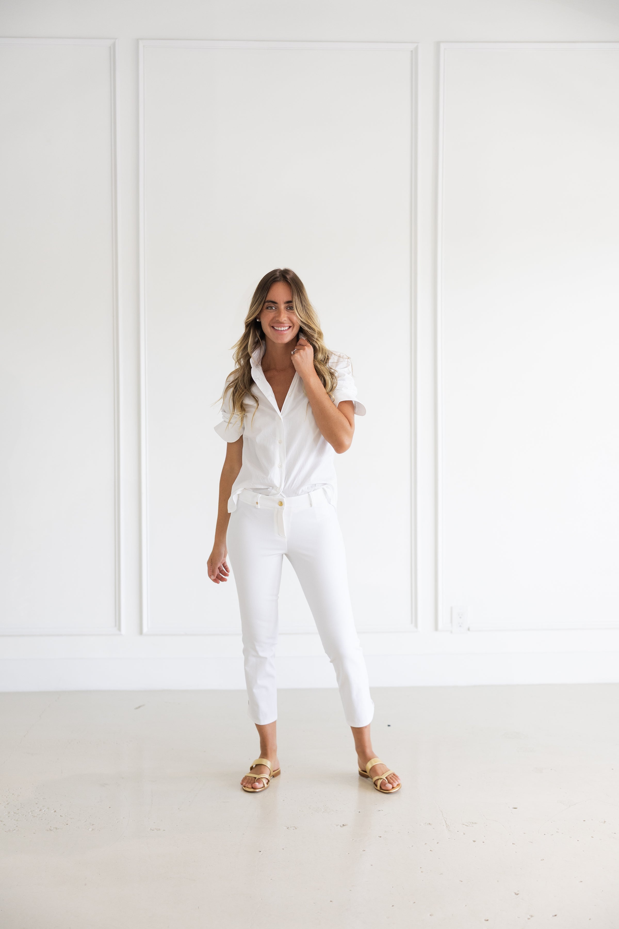 PAMELA HENSON PONY PANT - WHITE/WHEAT