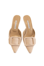 MANOLO BLAHNIK  MAYSALE  KITTEN HEEL MULE W BUCKLE - MNUD