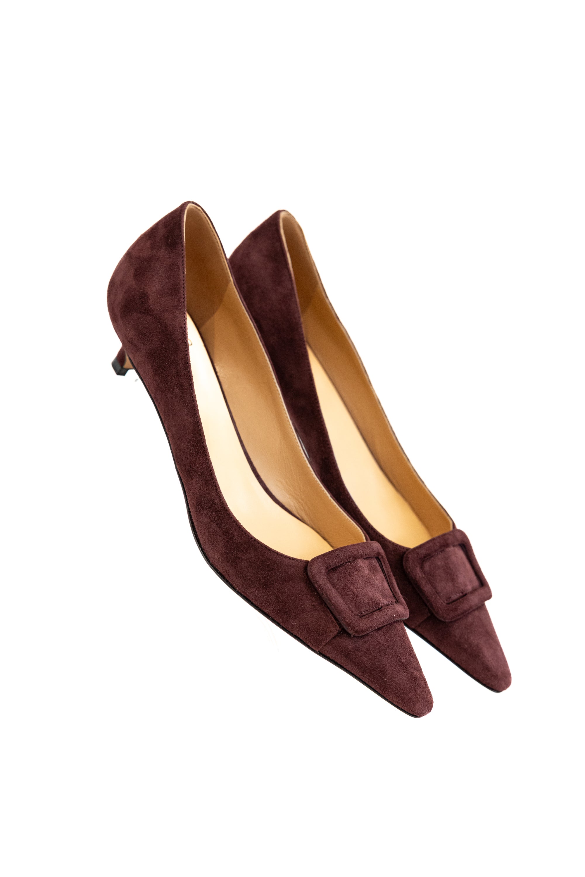 FRANCESCO RUSSO SUEDE PUMP WITH BUCKLE BORDEAUX