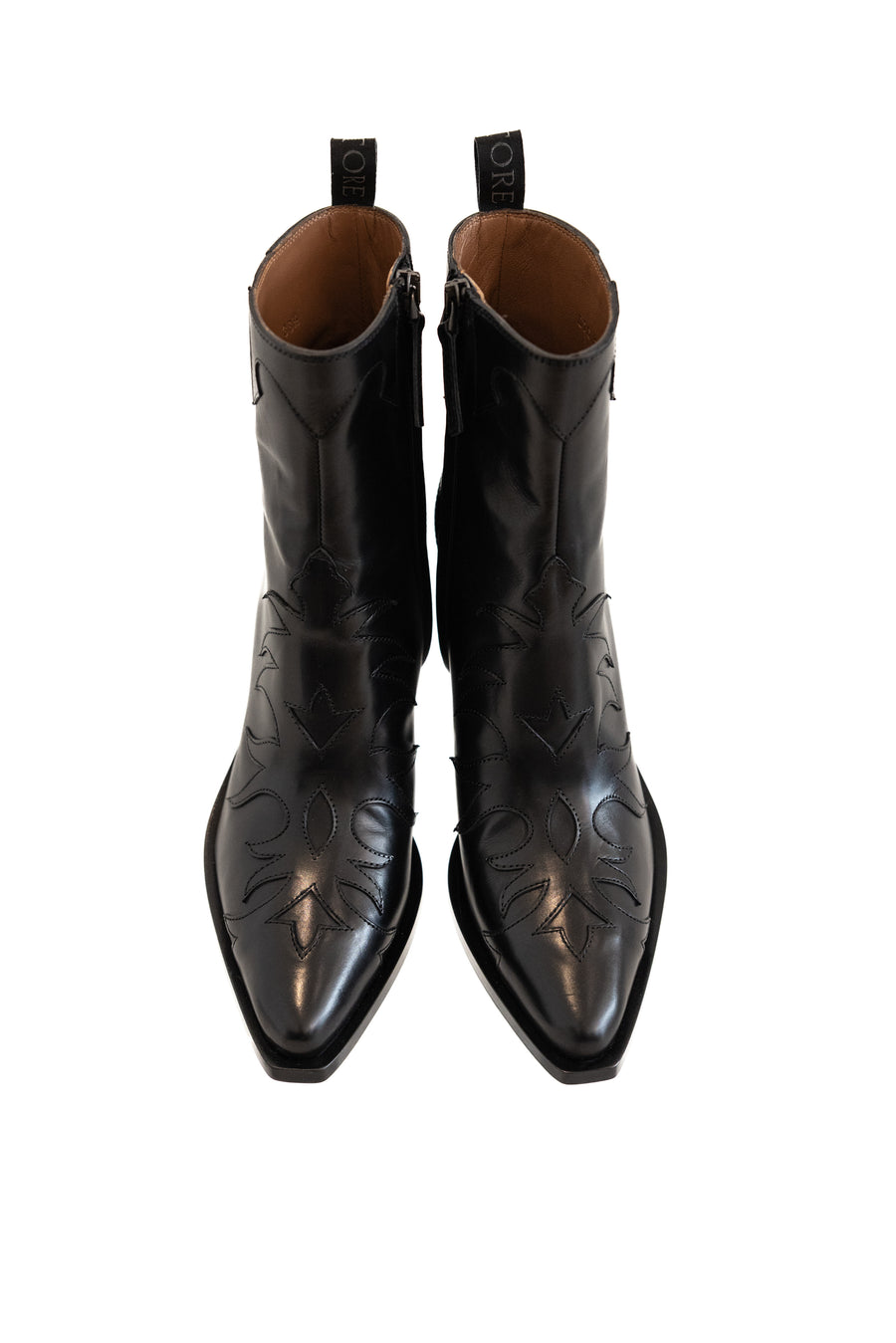 SARTORE PARIS PARMA CLASSIC ZIP WITH FLAME 70MM  HEEL - POINTY TOE BLACK