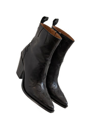 SARTORE PARIS PARMA CLASSIC ZIP WITH FLAME 70MM  HEEL - POINTY TOE BLACK