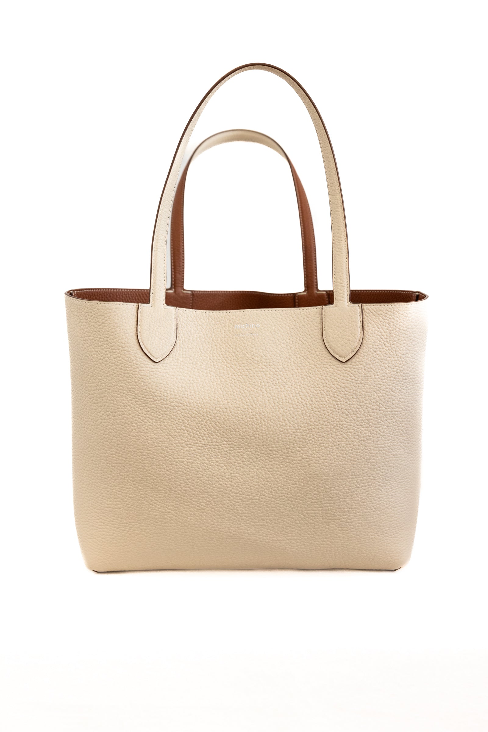 MICHINO RIVOLI BAG TAURILLON LEATHER - GOLD/IVORY
