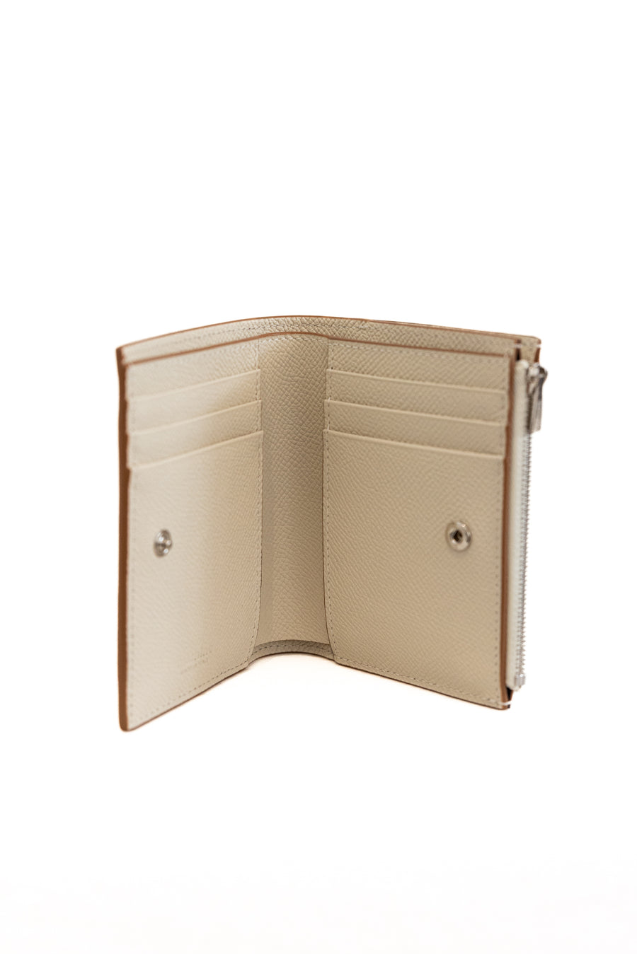 MICHINO LEATHER ZIP BIFOLD WALLET  - IVORY