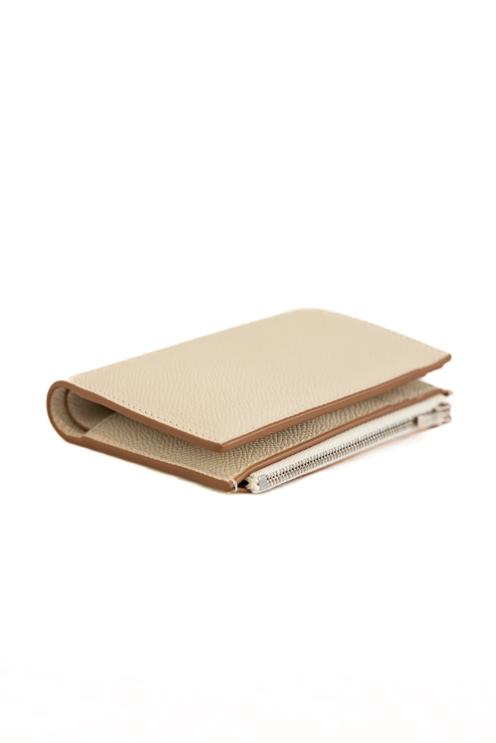 MICHINO LEATHER ZIP BIFOLD WALLET  - IVORY