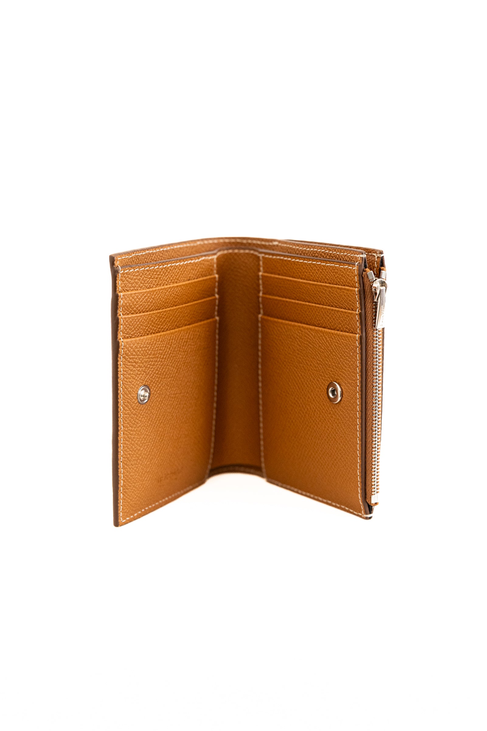 MICHINO LEATHER ZIP BIFOLD WALLET  - GOLD