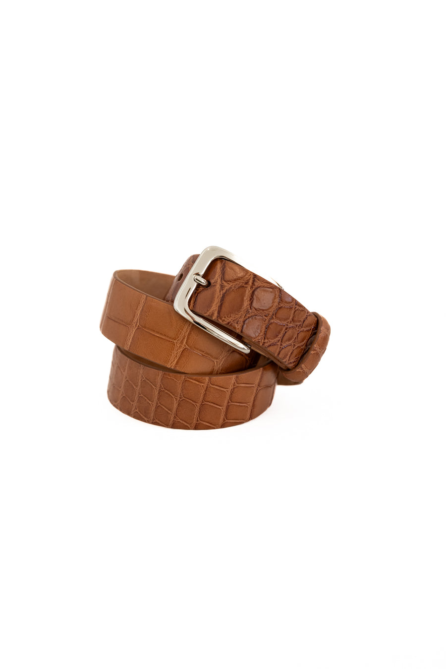 W.KLEINBERG  1 3/8" MATTE ALLIGATOR BELT COGNAC