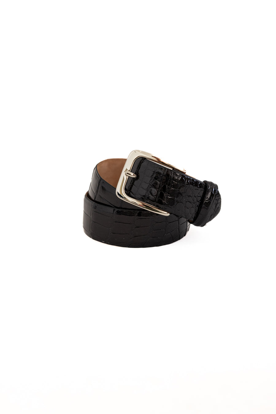 W.KLEINBERG 1 3/8" GLAZED ALLIGATOR BELT BLACK