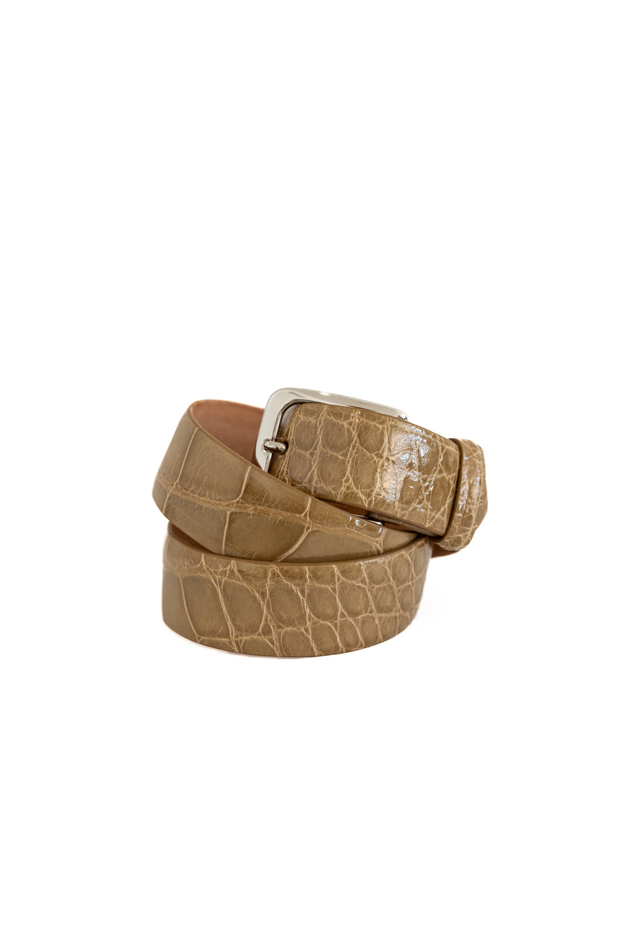 W KLEINBERG BELTS - GLAZED ALLIGATOR BELT - CAFE AU LAIT - 31