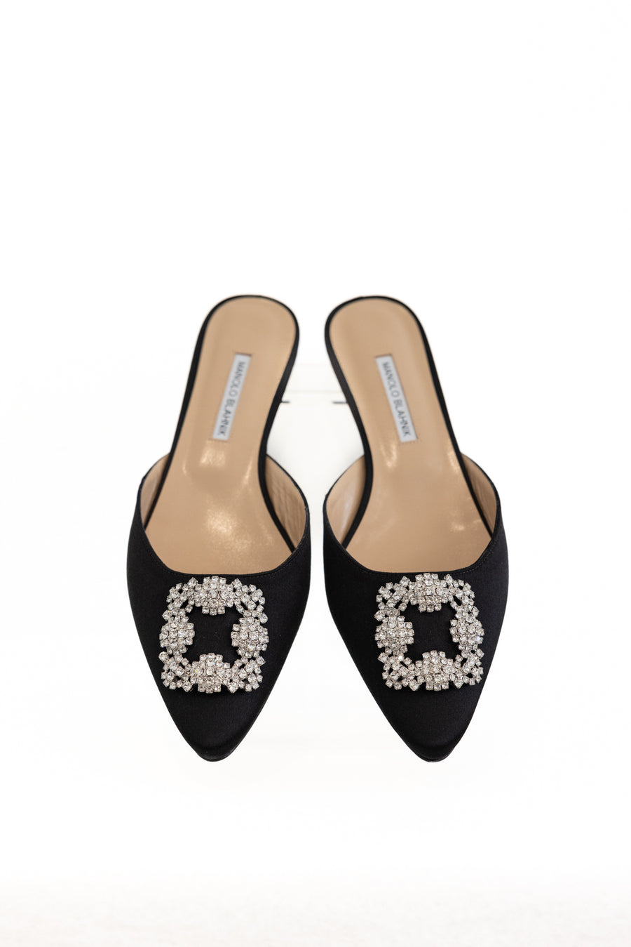 MANOLO BLAHNIK SATIN FLAT - BLACK