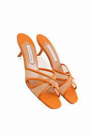 AQUAZZURA-DIVINE MESH MULE 50 #DMHMIDM0-NFH PAPAYA