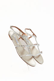AQUAZZURA TEQUUILA SANDAL FLAT - SILVER