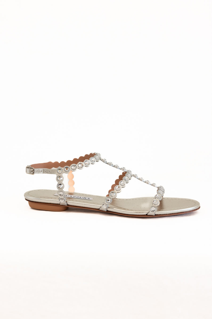 AQUAZZURA TEQUUILA SANDAL FLAT - SILVER