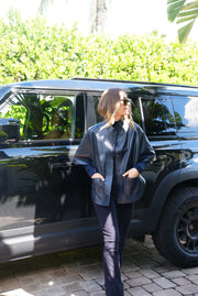 GUSHLOW & COLE LEATHER CAPE W/ POCKETS - DARK NAVY