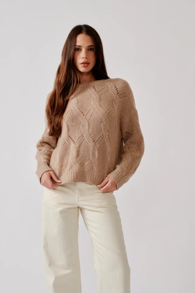 SABLYN GIA SLOUCHY CREWNECK SWEATER - DUNE