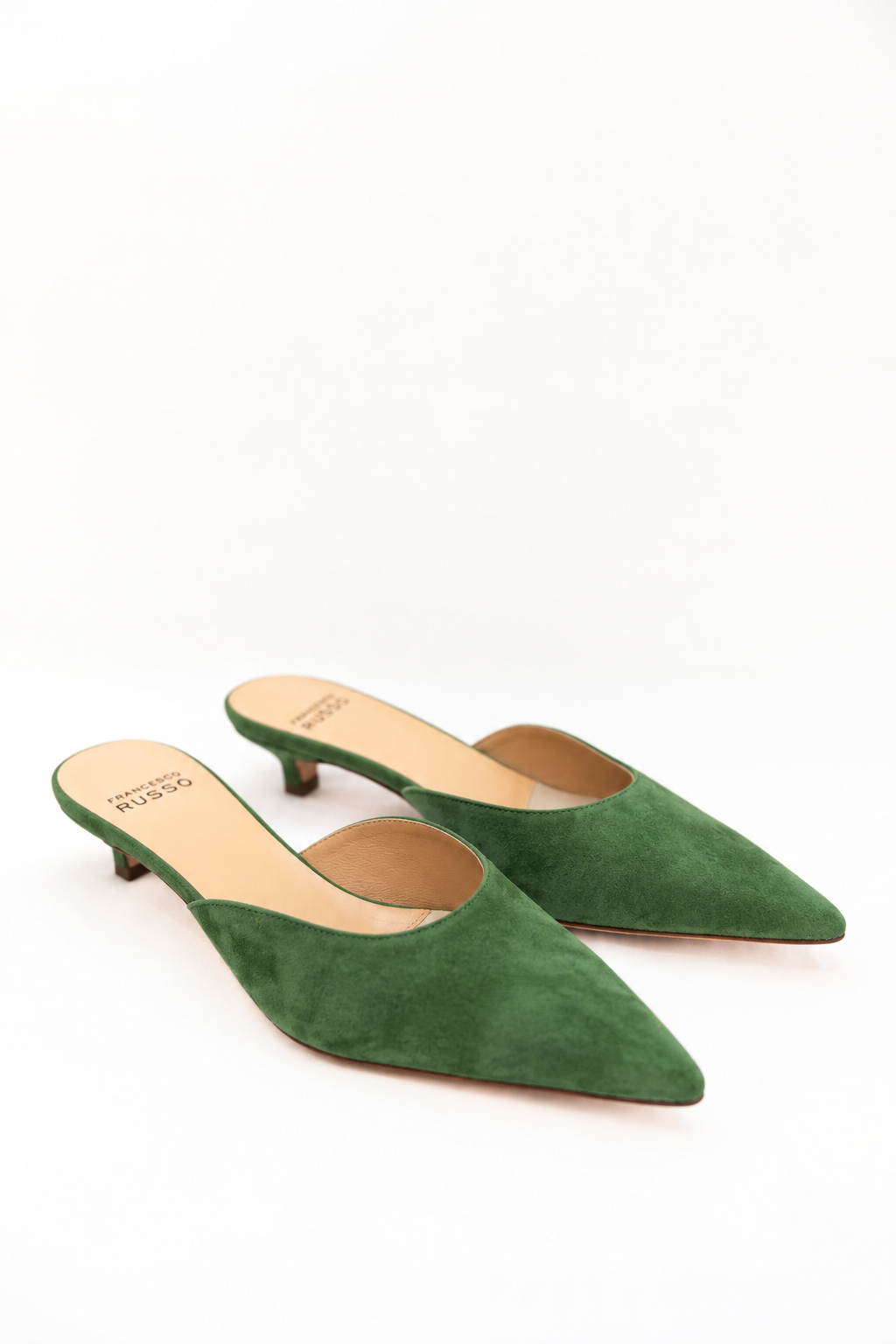 FRANCESCO RUSSO KITTEN HEEL MULE - KIWI