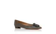 MANOLO BLAHNIK HANGISIFLAT - CHARCOAL GLITTER