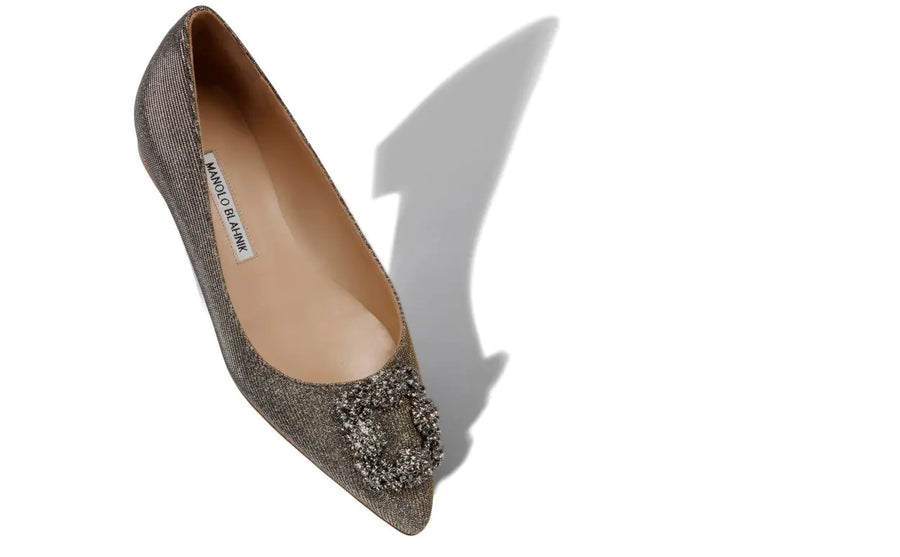 MANOLO BLAHNIK HANGISIFLAT - CHARCOAL GLITTER