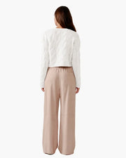 SABLYN JOLIE V-NECK CROPPED CABLE CARDIGAN - GARDENIA