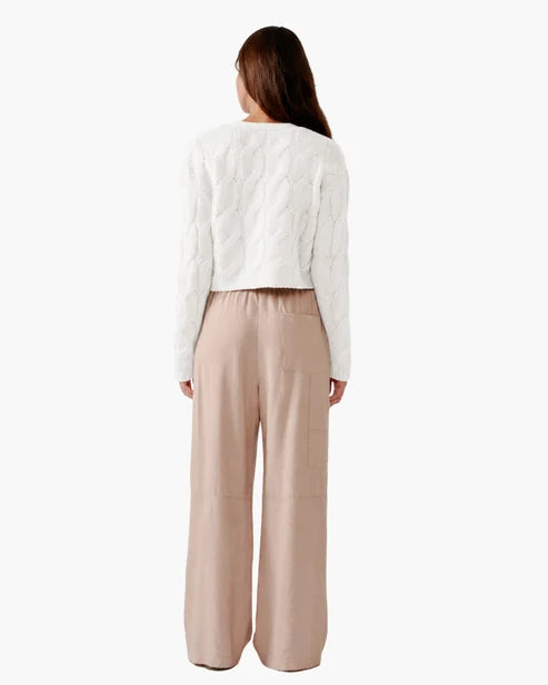 SABLYN JOLIE V-NECK CROPPED CABLE CARDIGAN - GARDENIA