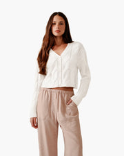 SABLYN JOLIE V-NECK CROPPED CABLE CARDIGAN - GARDENIA