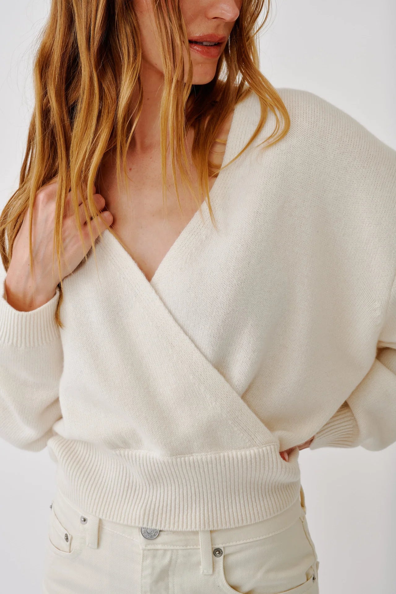 SABLYN KODA WRAP SWEATER - GARDENIA