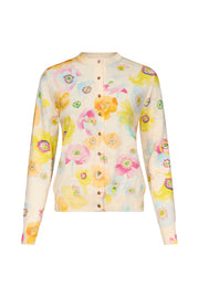 LEONARD PARIS ORLANDO COTTON SILK CARDIGAN - ECRU FLORAL