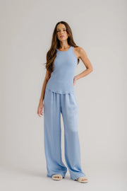 SABLYN LEXI LOWER RISE SILK RELAXED PULL ON PANT - AZUREOUS
