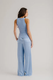 SABLYN LEXI LOWER RISE SILK RELAXED PULL ON PANT - AZUREOUS