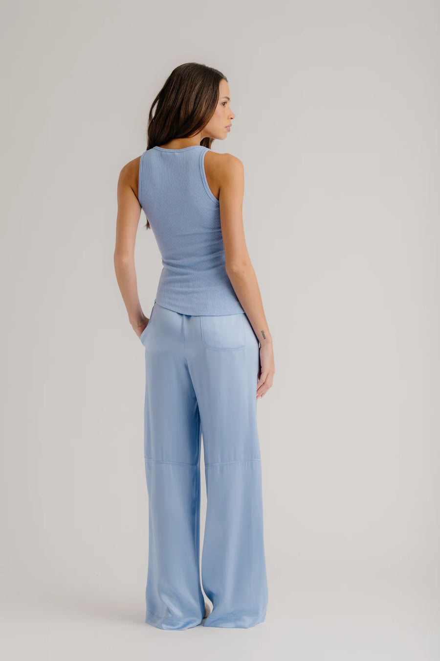 SABLYN LEXI LOWER RISE SILK RELAXED PULL ON PANT - AZUREOUS